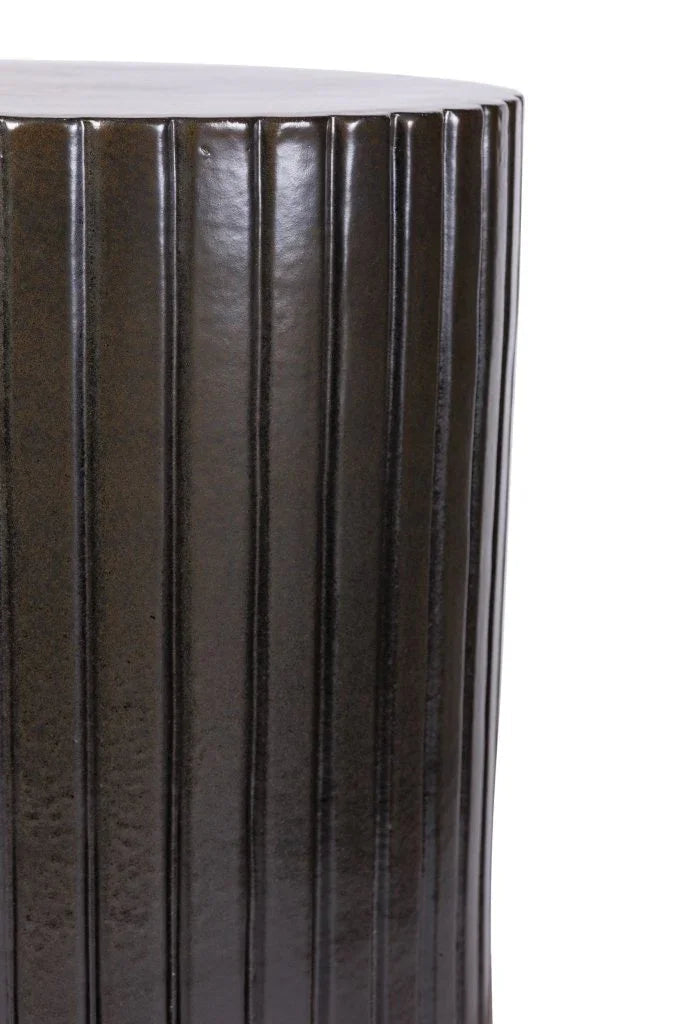 Flute Ceramic Round Patio Accent Table - LOOMLAN - Seasonal Living - Outdoor Side Tables