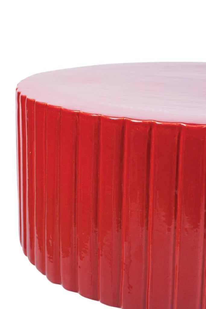 Flute Ceramic Round Patio Accent Table - LOOMLAN - Seasonal Living - Outdoor Side Tables