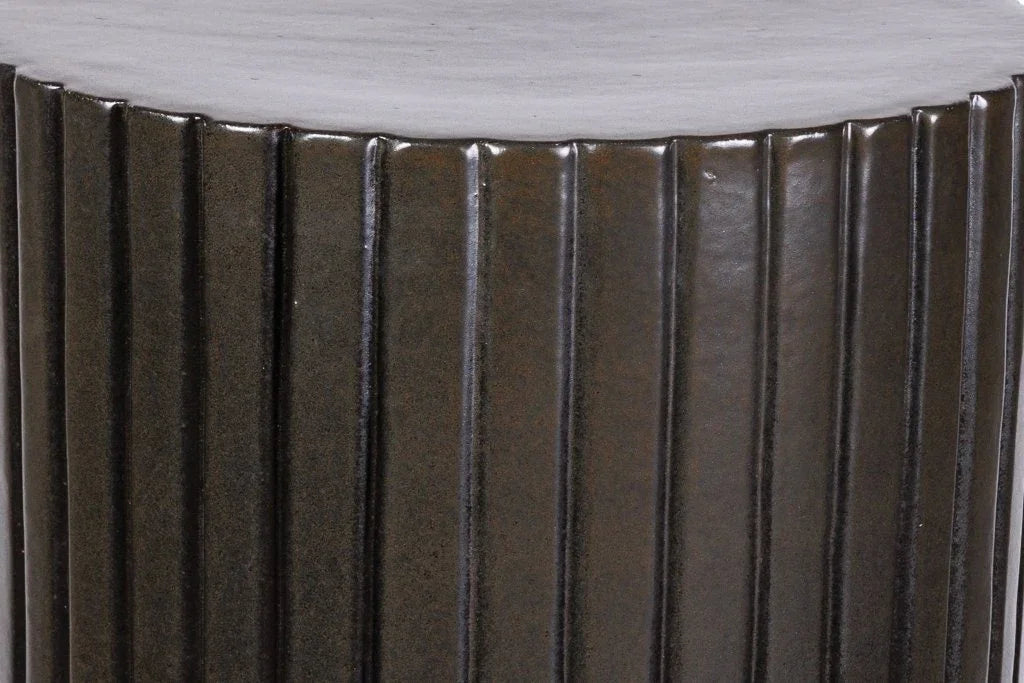 Flute Ceramic Round Patio Accent Table - LOOMLAN - Seasonal Living - Outdoor Side Tables