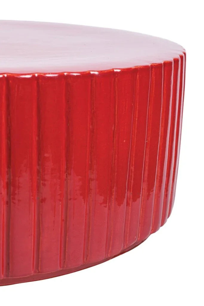 Flute Ceramic Round Patio Accent Table - LOOMLAN - Seasonal Living - Outdoor Side Tables