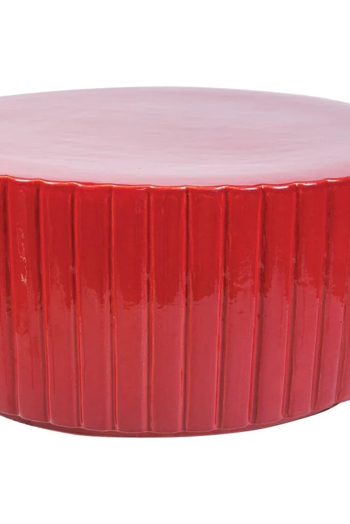 Flute Ceramic Round Patio Accent Table - LOOMLAN - Seasonal Living - Outdoor Side Tables