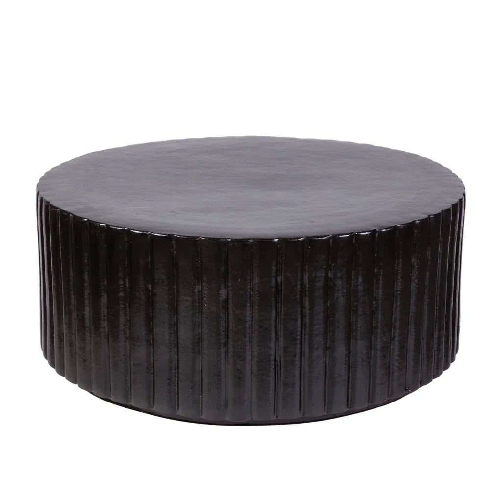 Flute Ceramic Round Patio Accent Table - LOOMLAN - Seasonal Living - Outdoor Side Tables