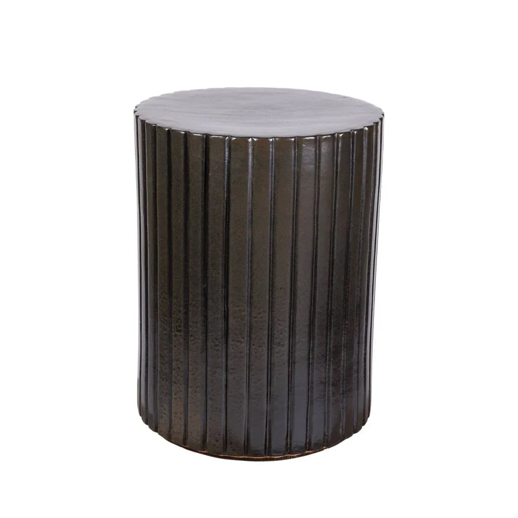 Flute Ceramic Round Patio Accent Table - LOOMLAN - Seasonal Living - Outdoor Side Tables