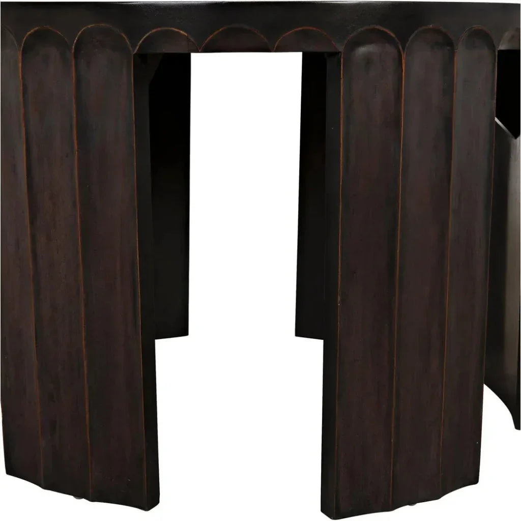 Fluted Side Table, Pale Light Brown Trim - LOOMLAN - Noir - Side Tables