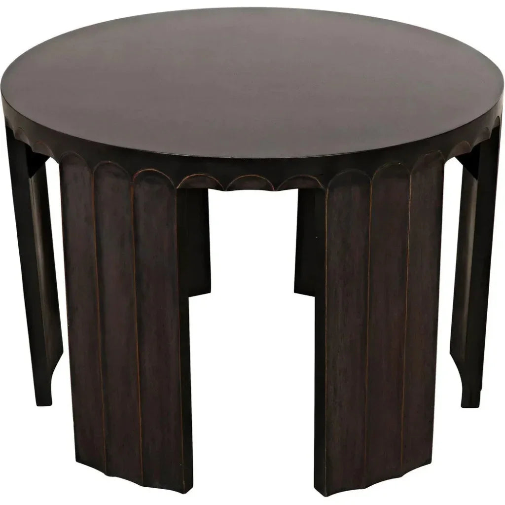 Fluted Side Table, Pale Light Brown Trim - LOOMLAN - Noir - Side Tables