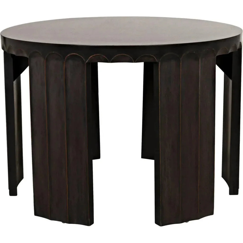 Fluted Side Table, Pale Light Brown Trim - LOOMLAN - Noir - Side Tables