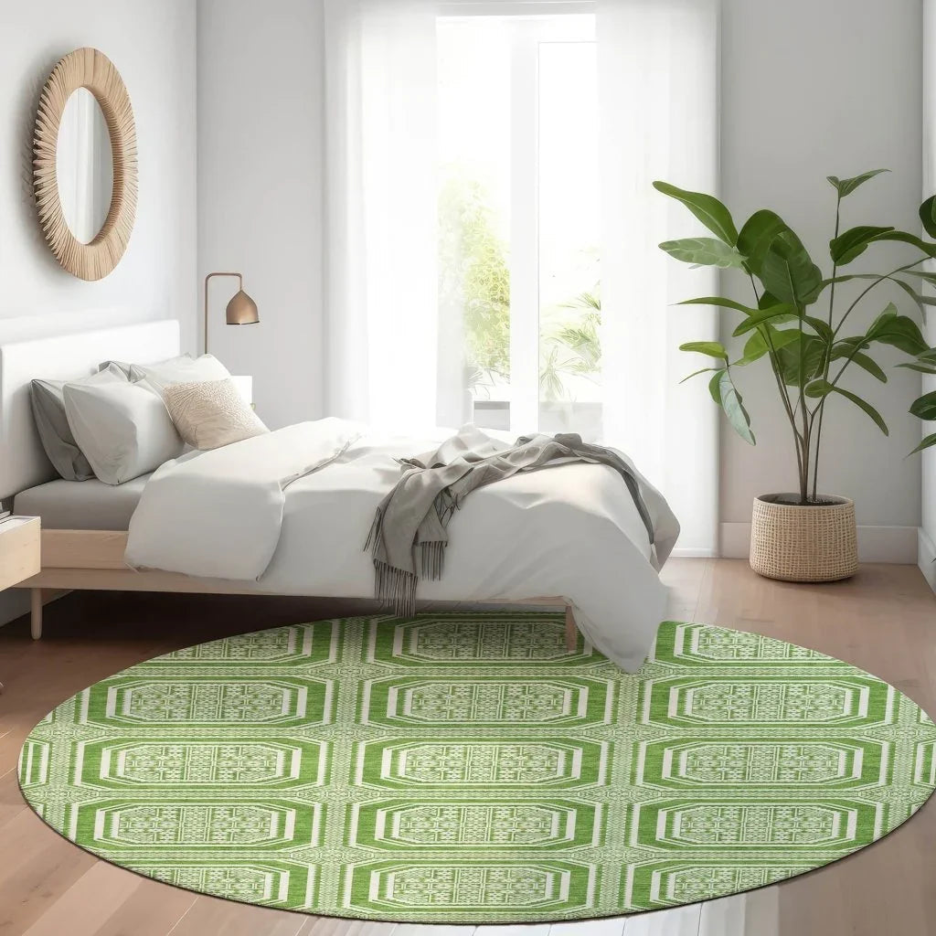 Flutira Green Washable Indoor - Outdoor Rug - LOOMLAN - LOOMLAN Rugs - Outdoor Rugs