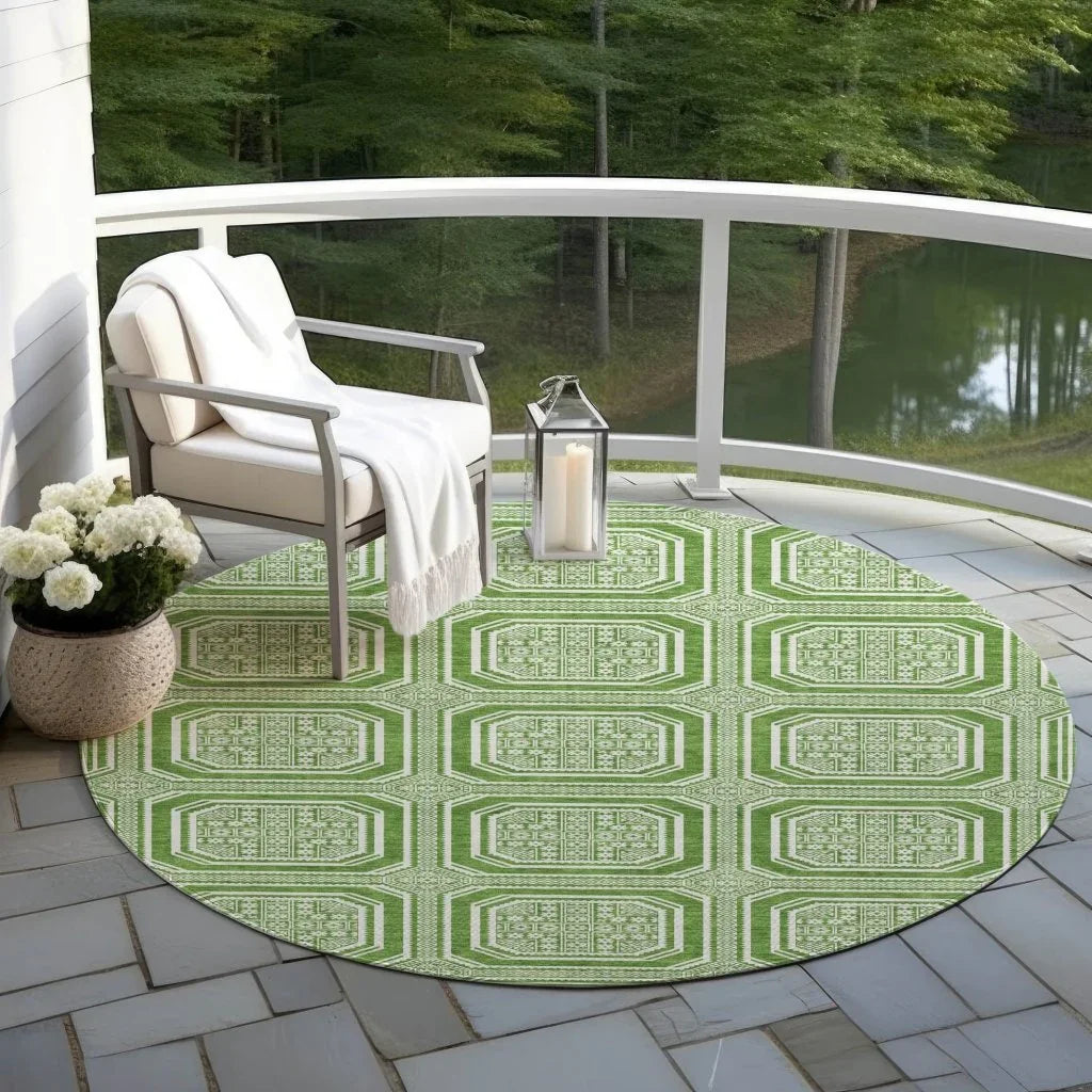 Flutira Green Washable Indoor - Outdoor Rug - LOOMLAN - LOOMLAN Rugs - Outdoor Rugs