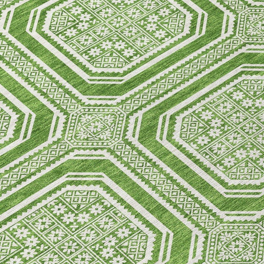 Flutira Green Washable Indoor - Outdoor Rug - LOOMLAN - LOOMLAN Rugs - Outdoor Rugs