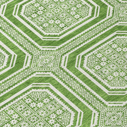 Flutira Green Washable Indoor - Outdoor Rug - LOOMLAN - LOOMLAN Rugs - Outdoor Rugs