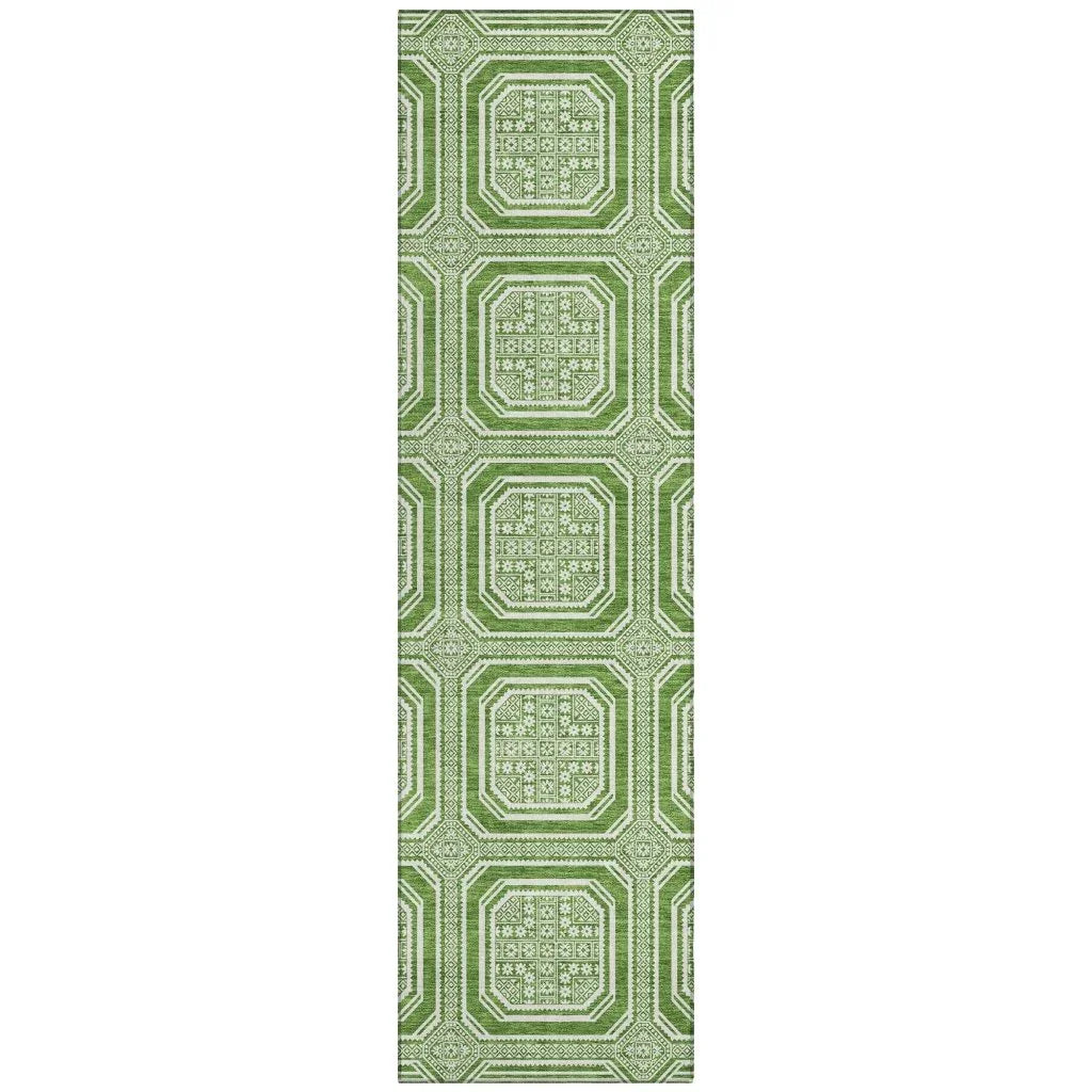 Flutira Green Washable Indoor - Outdoor Rug - LOOMLAN - LOOMLAN Rugs - Outdoor Rugs