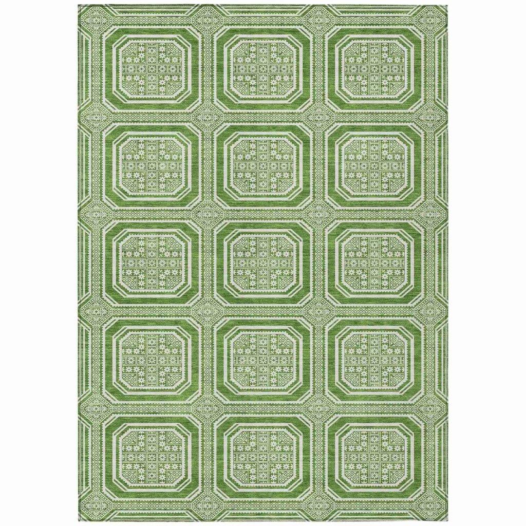 Flutira Green Washable Indoor - Outdoor Rug - LOOMLAN - LOOMLAN Rugs - Outdoor Rugs
