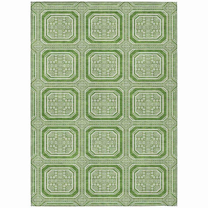 Flutira Green Washable Indoor - Outdoor Rug - LOOMLAN - LOOMLAN Rugs - Outdoor Rugs