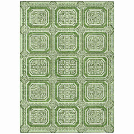 Flutira Green Washable Indoor - Outdoor Rug - LOOMLAN - LOOMLAN Rugs - Outdoor Rugs