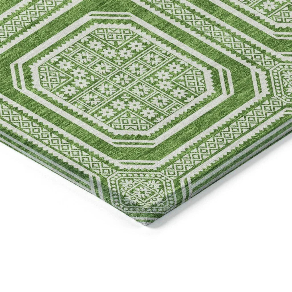 Flutira Green Washable Indoor - Outdoor Rug - LOOMLAN - LOOMLAN Rugs - Outdoor Rugs