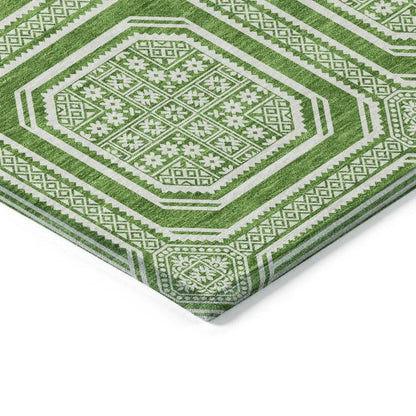 Flutira Green Washable Indoor - Outdoor Rug - LOOMLAN - LOOMLAN Rugs - Outdoor Rugs