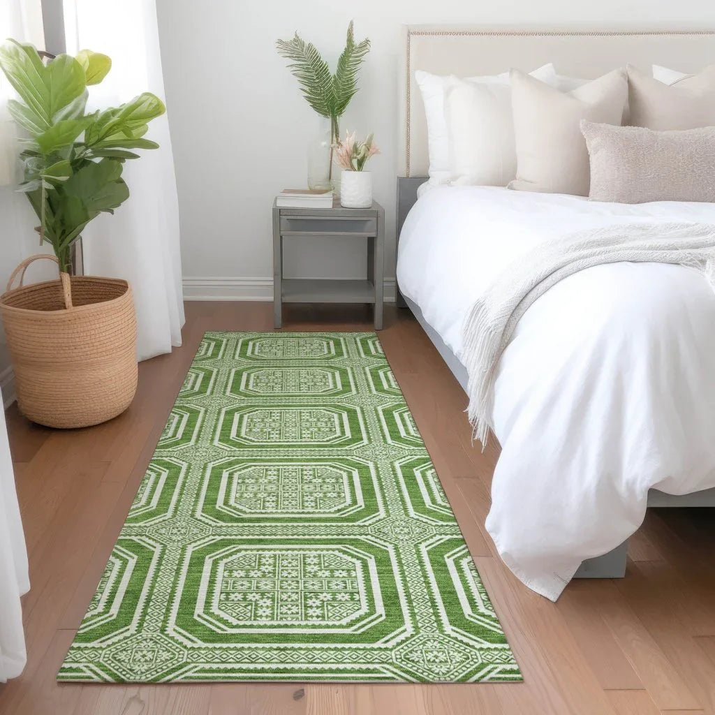 Flutira Green Washable Indoor - Outdoor Rug - LOOMLAN - LOOMLAN Rugs - Outdoor Rugs