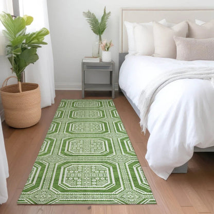 Flutira Green Washable Indoor - Outdoor Rug - LOOMLAN - LOOMLAN Rugs - Outdoor Rugs