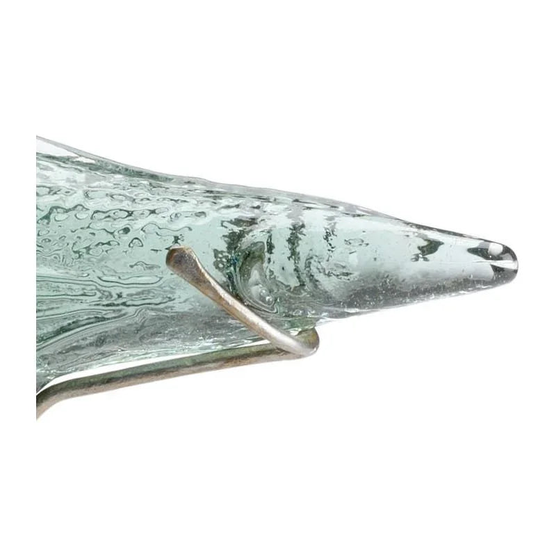 Flying Fish Green Glass On Iron Stand Sculpture - LOOMLAN - Wildwood - Statues & Sculptures