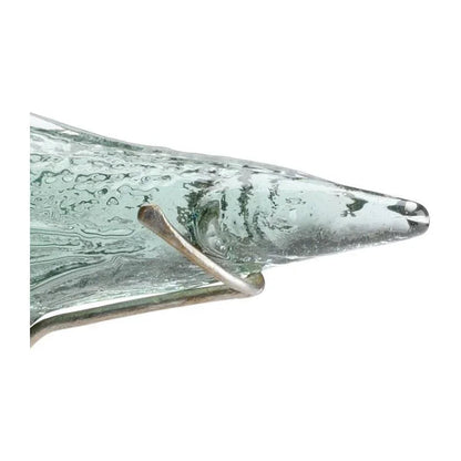 Flying Fish Green Glass On Iron Stand Sculpture - LOOMLAN - Wildwood - Statues & Sculptures