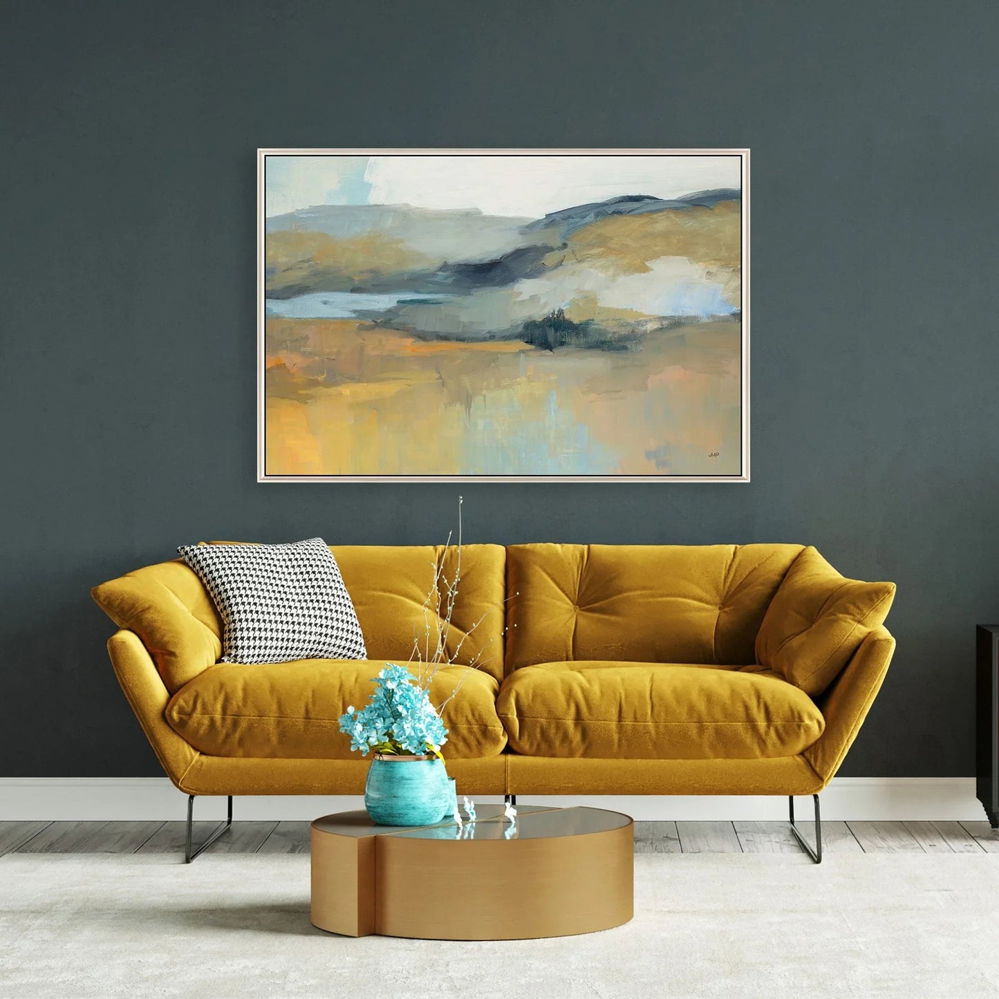 Folded Hills Blue Canvas Art