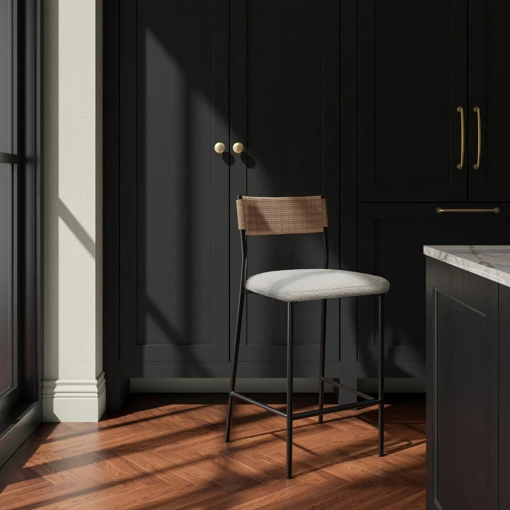 Foley White Curved Counter Stool - LOOMLAN - Moe's Home - Counter Stools