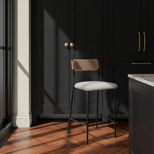 Foley White Curved Counter Stool - LOOMLAN - Moe's Home - Counter Stools