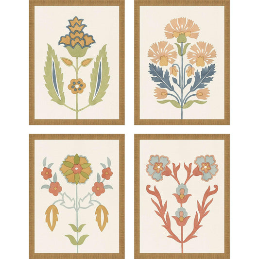 Folk Flourish Multi Framed Wall Art 4PC