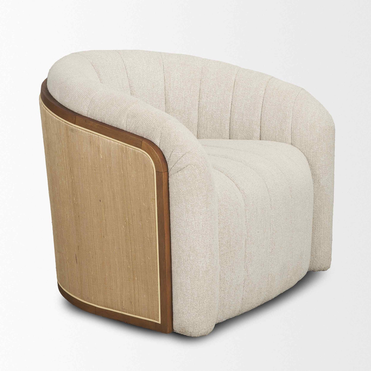 Fonda Cream Fabric Swivel Club Chair