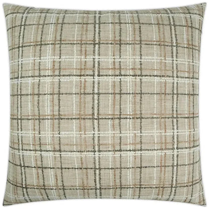 Foothills Plaid Check Taupe Large Throw Pillow Insert - LOOMLAN - D.V. Kap - Throw Pillows