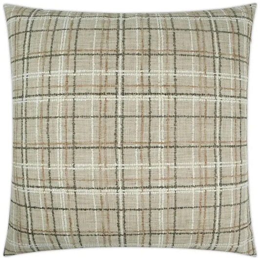 Foothills Plaid Check Taupe Large Throw Pillow Insert - LOOMLAN - D.V. Kap - Throw Pillows