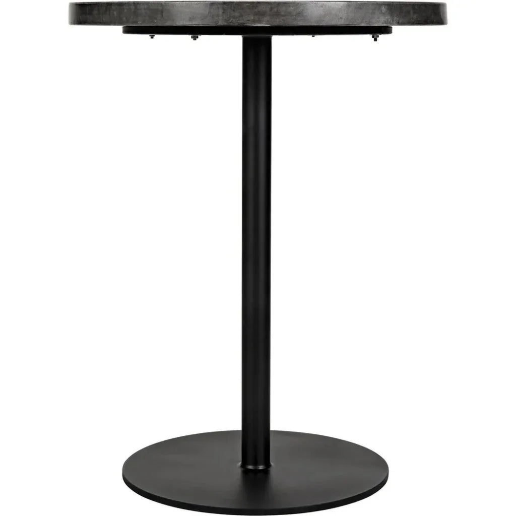 Ford Steel and Marble Tall Round Side Table - LOOMLAN - Noir - Side Tables
