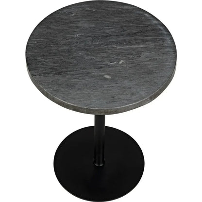 Ford Steel and Marble Tall Round Side Table - LOOMLAN - Noir - Side Tables