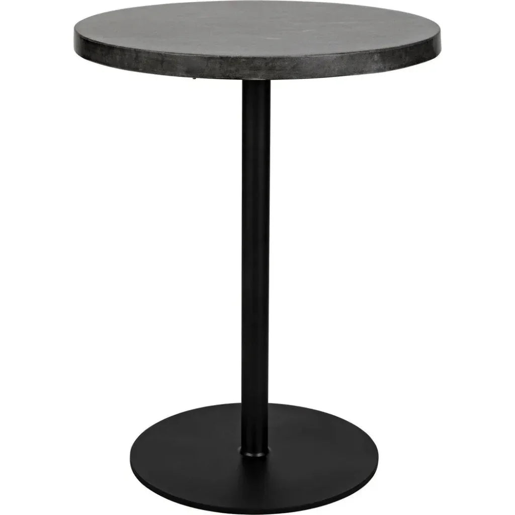 Ford Steel and Marble Tall Round Side Table - LOOMLAN - Noir - Side Tables