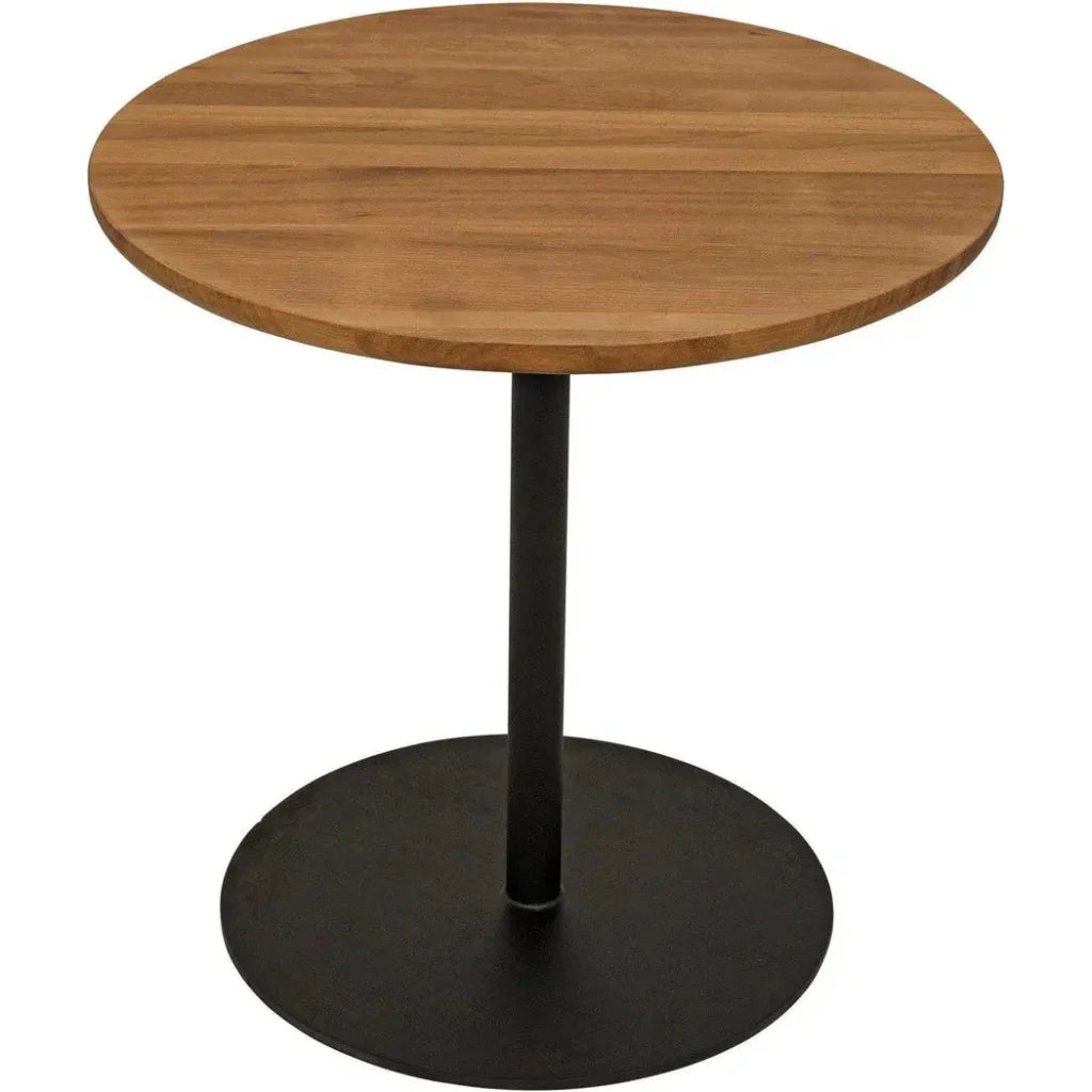 Ford Teak Wooda & Steel Base Small Round Side Table - LOOMLAN - Noir - Side Tables
