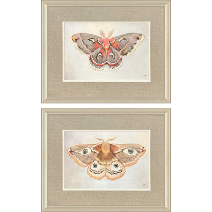 Forest Moth Pink Framed Wall Art 2PC