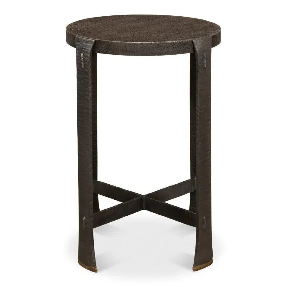Forged Slats Side Table Grey Moleskin Finish - LOOMLAN - Sarreid - Side Tables