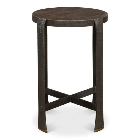 Forged Slats Side Table Grey Moleskin Finish - LOOMLAN - Sarreid - Side Tables