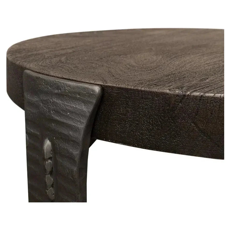 Forged Slats Side Table Grey Moleskin Finish - LOOMLAN - Sarreid - Side Tables