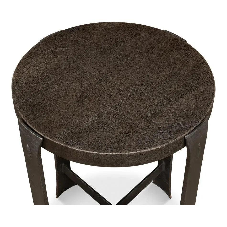 Forged Slats Side Table Grey Moleskin Finish - LOOMLAN - Sarreid - Side Tables