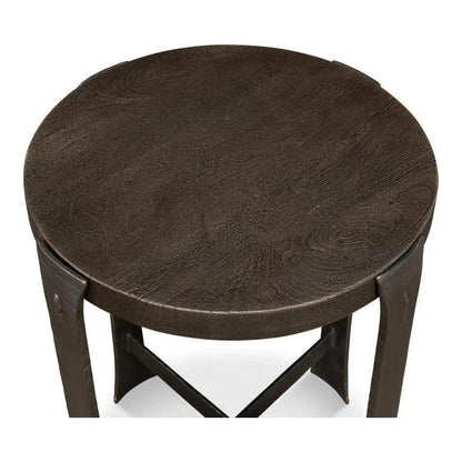 Forged Slats Side Table Grey Moleskin Finish - LOOMLAN - Sarreid - Side Tables