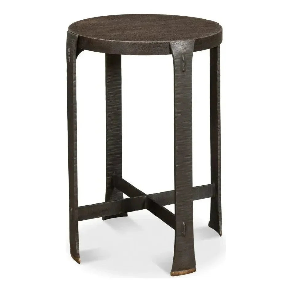 Forged Slats Side Table Grey Moleskin Finish - LOOMLAN - Sarreid - Side Tables