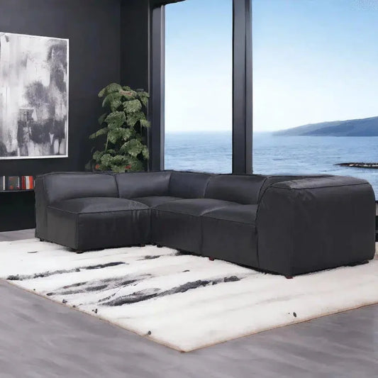 Form Black Convertible Modular 4PC Lounge Sectional-Modular Sofas-Moe's Home-LOOMLAN