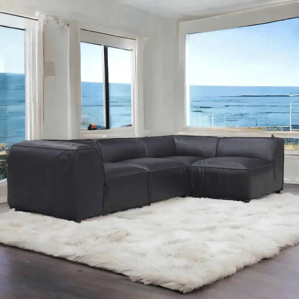 Form Black Convertible Modular 4PC Lounge Sectional-Modular Sofas-Moe's Home-LOOMLAN