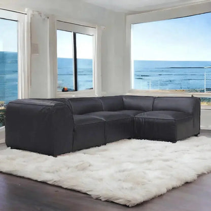 Form Black Convertible Modular 4PC Lounge Sectional-Modular Sofas-Moe's Home-LOOMLAN