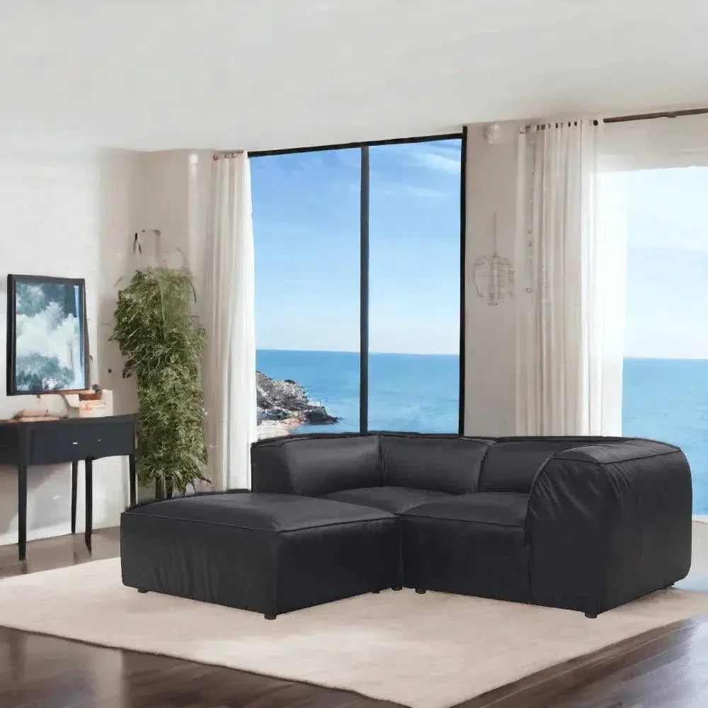 Form Black Modular Couch 3PC Sectional With Ottoman-Modular Sofas-Moe's Home-LOOMLAN
