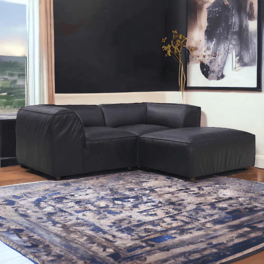 Form Black Modular Couch 3PC Sectional With Ottoman-Modular Sofas-Moe's Home-LOOMLAN