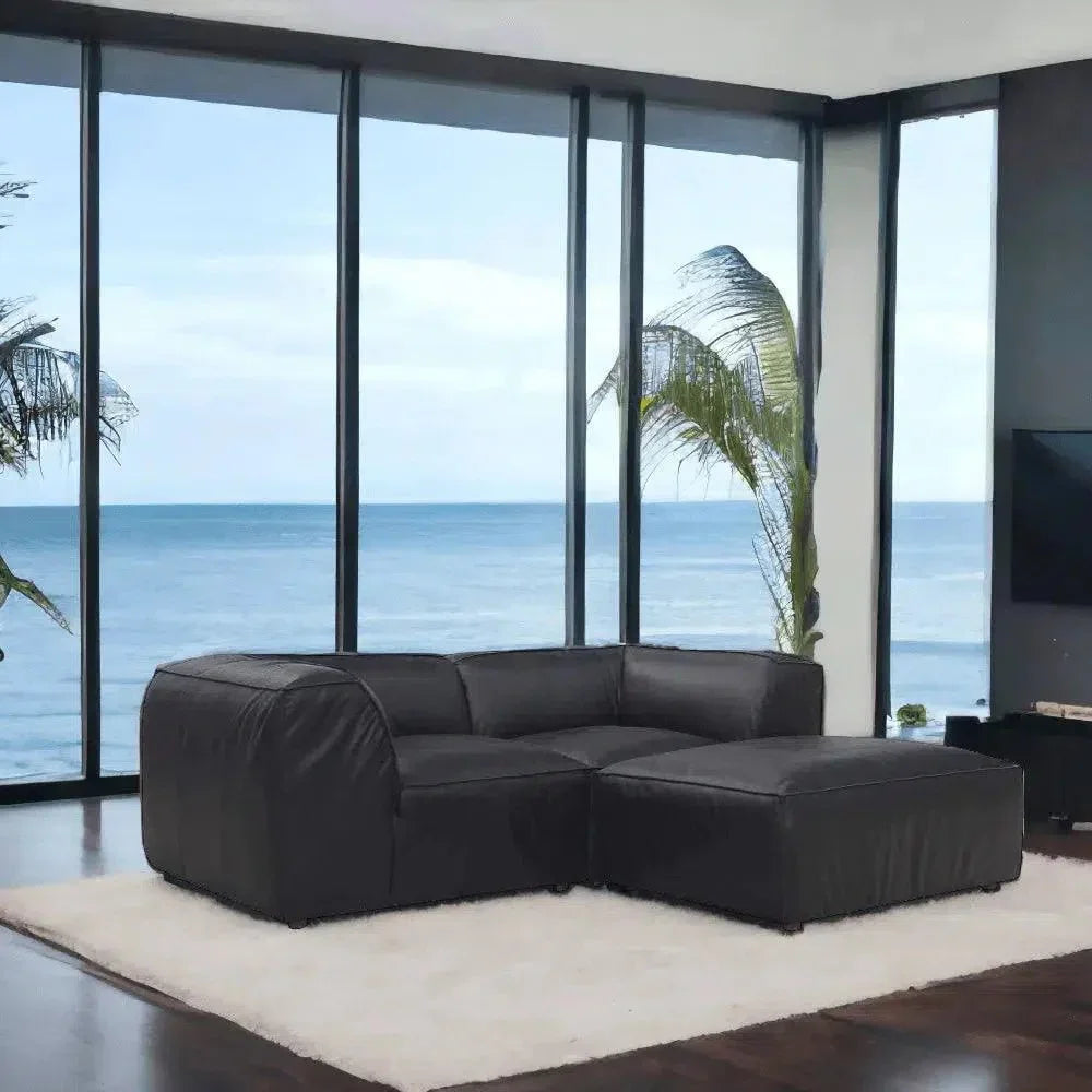 Form Black Modular Couch 3PC Sectional With Ottoman-Modular Sofas-Moe's Home-LOOMLAN