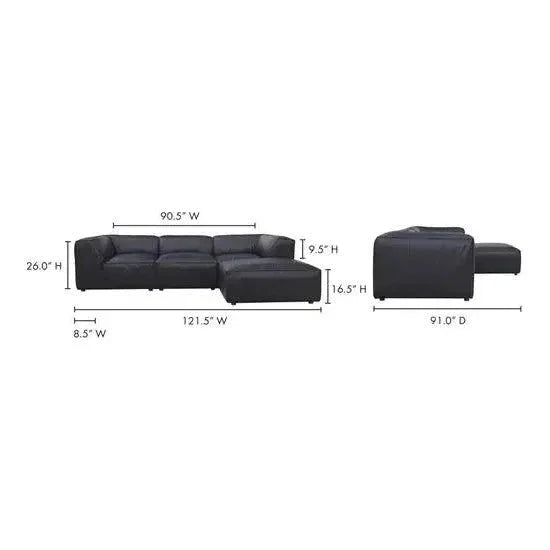 Form Black Modular Couch 4PC Sectional With Ottoman-Modular Sofas-Moe's Home-LOOMLAN