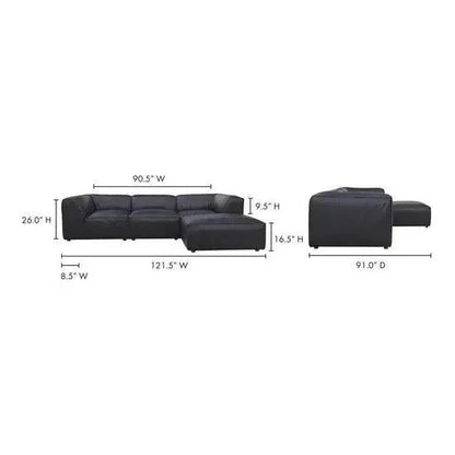 Form Black Modular Couch 4PC Sectional With Ottoman-Modular Sofas-Moe's Home-LOOMLAN
